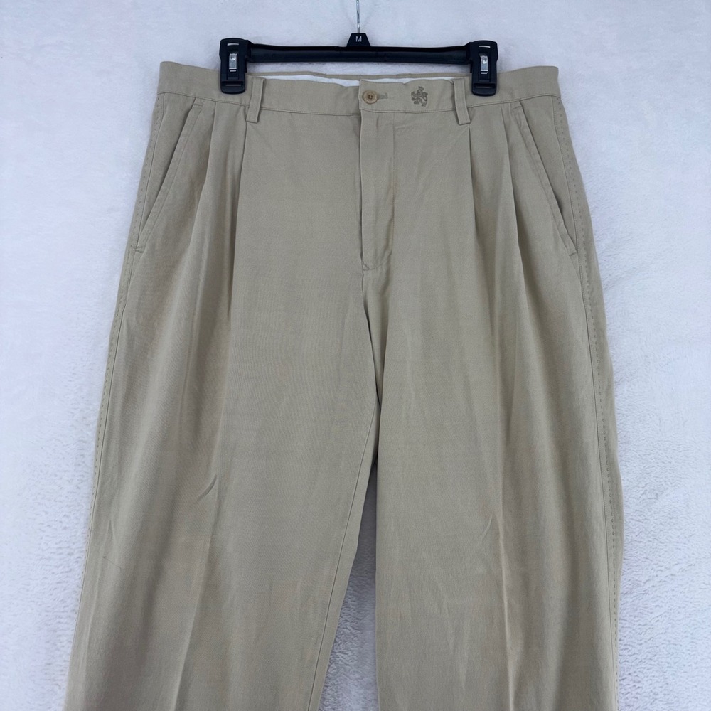 Nat Nast Luxury Originals Silk Cotton Blend Pleated Khaki Pants Mens 34x32 ZT54W